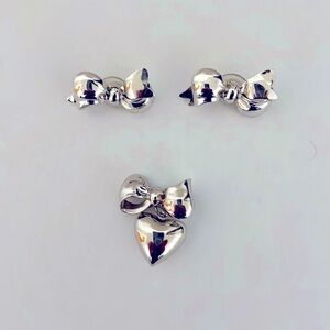 Vintage Monet bow earrings and pin